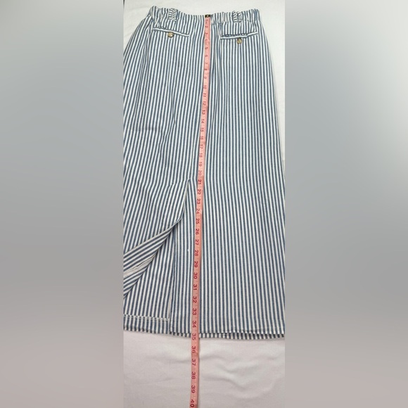 Breeches Striped Blue and White Striped Maxi Skirt Elastic Waist Size 12 - Picture 10 of 10